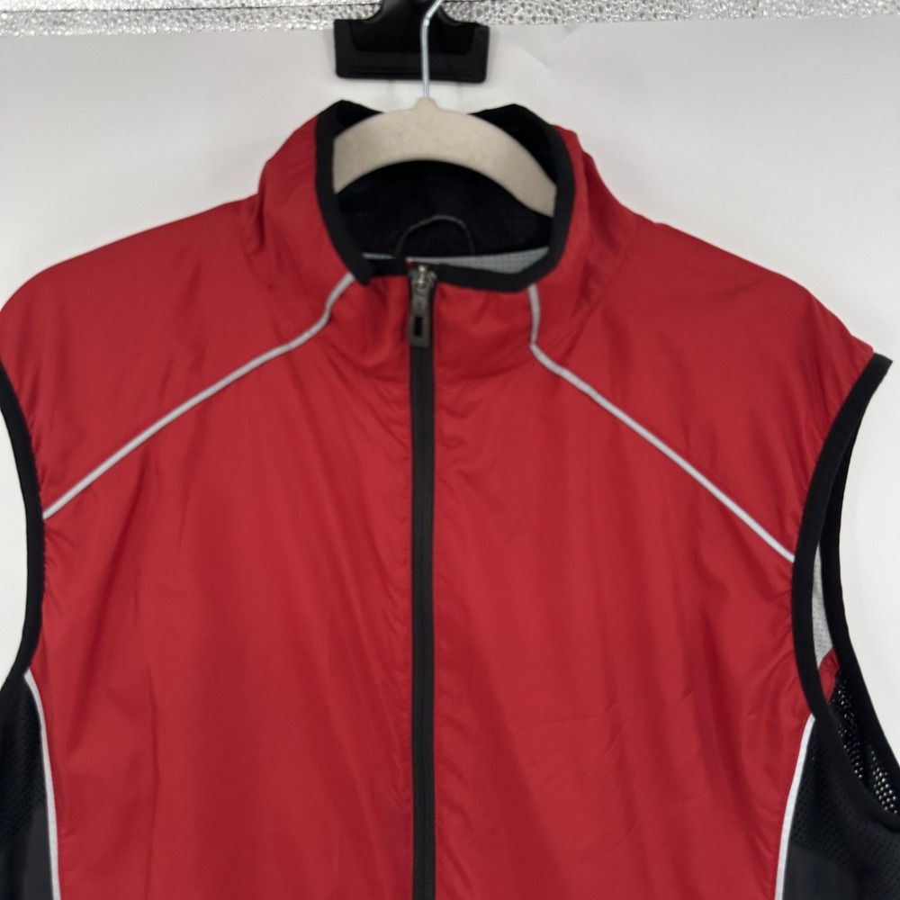 L.L.Bean Vest Mens Large‎ Red Black Full Zip Reflective Cycling Running Mesh - Picture 2 of 12